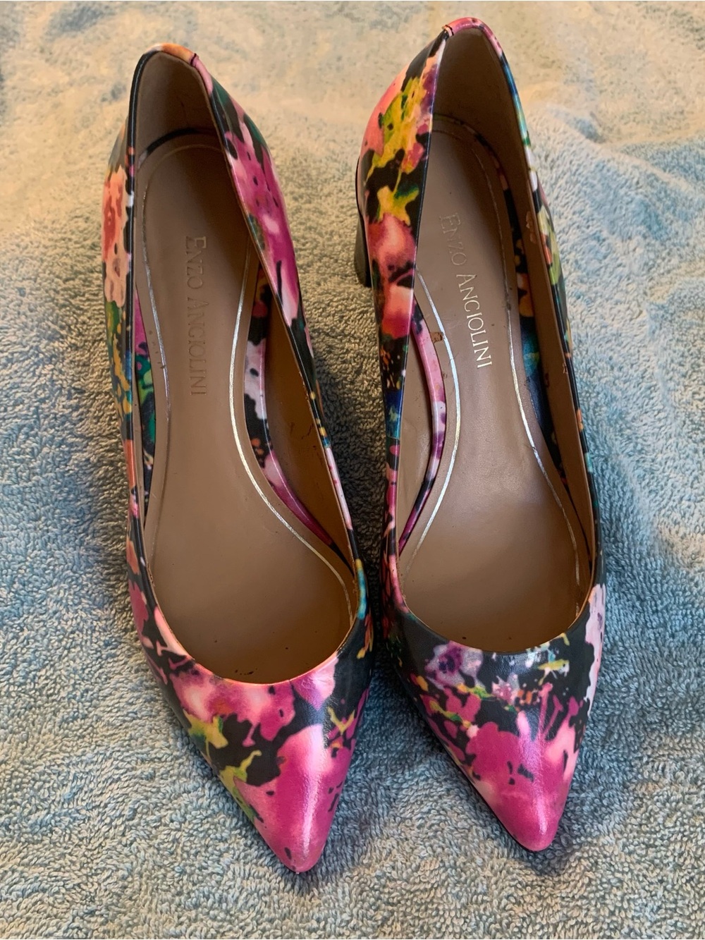 Enzo Angiolini Pink Floral Multi Pointed-Toe Pumps Sz 7